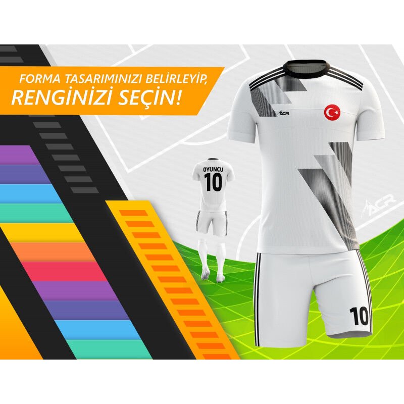 Kişiye Özel Futbol Forması - Siyah & Beyaz