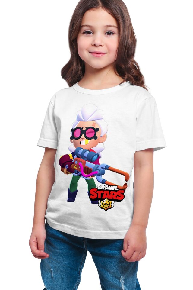 Unisex Çocuk Beyaz Brawl Stars - 6. Sezon Kromatik Belle Dijital Baskılı  T-shirt
