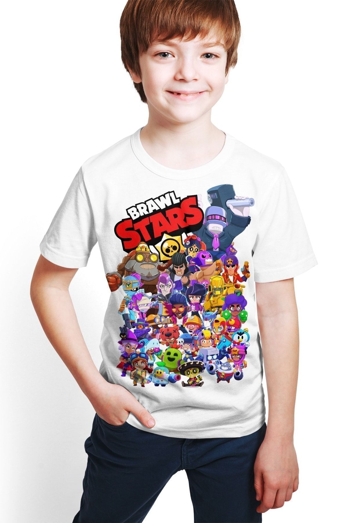 Brawl Stars - All Stars - Dijital Baskılı  Erkek Çocuk Beyaz  T-shirt E-01