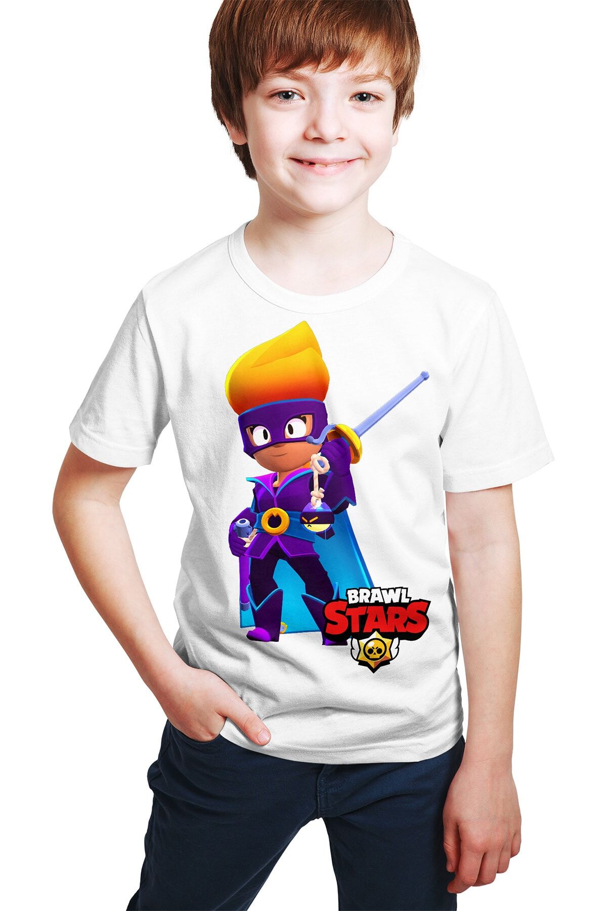 Unisex Beyaz  Brawl Stars - Amber De La Vega Kostüm - Dijital Baskılı T-shirt