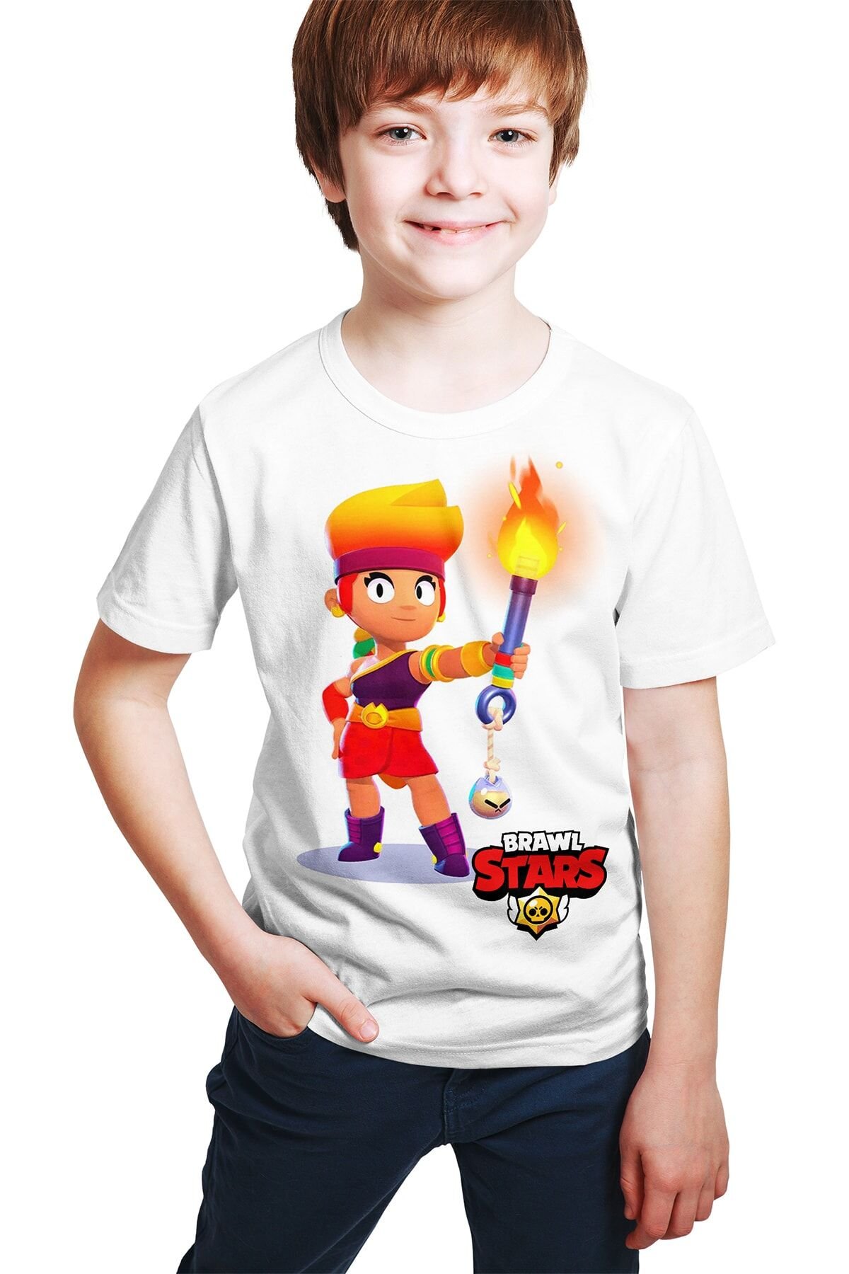 Brawl Stars Amber Dijital Baskılı Beyaz Unisex T-shirt E-01