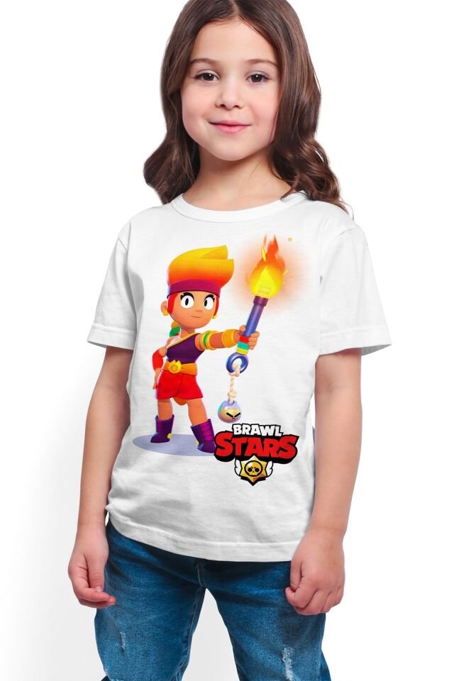Brawl Stars - Amber - Dijital Baskılı Beyaz Unisex T-shirt K-01