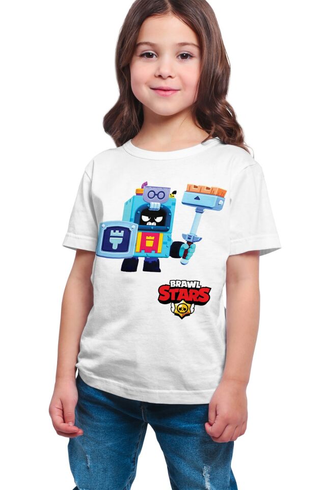 Brawl Stars - Ash Karakteri Baskılı Beyaz Unisex T-shirt