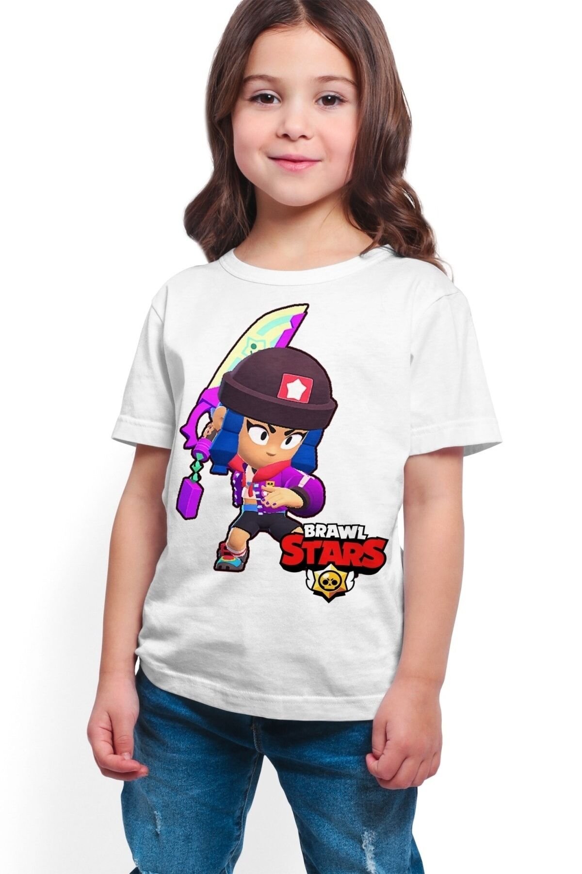Brawl Stars - Bibi - Dijital Baskılı Unisex Kız Çocuk Beyaz T-shirt K-05