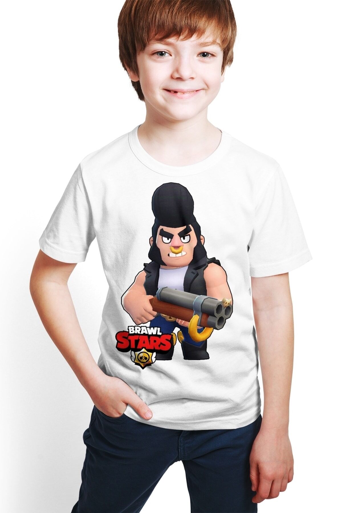 Brawl Stars - Bull - Dijital Baskılı Beyaz Unisex T-shirt E-02