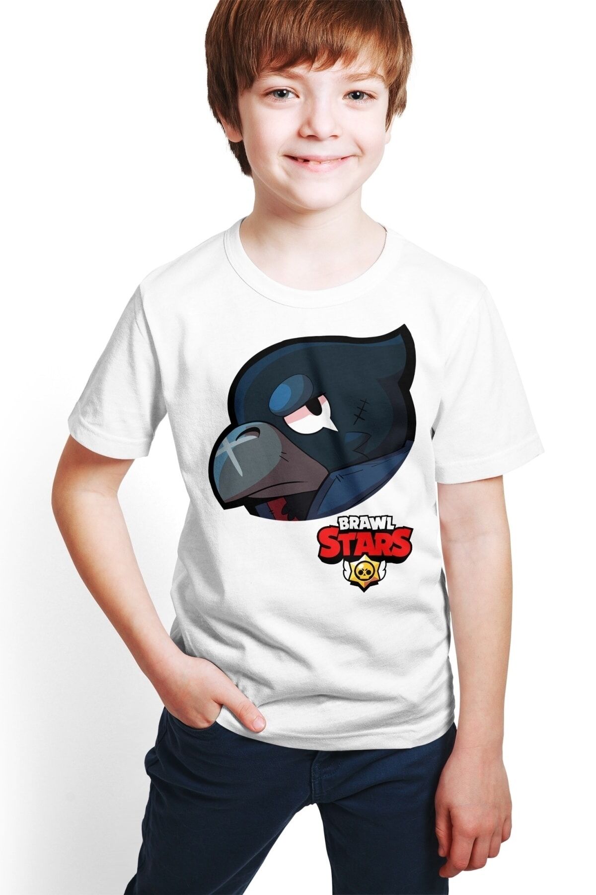 Brawl Stars - Crow - Erkek Çocuk Beyaz Dijital Baskılı  T-shirt E-07