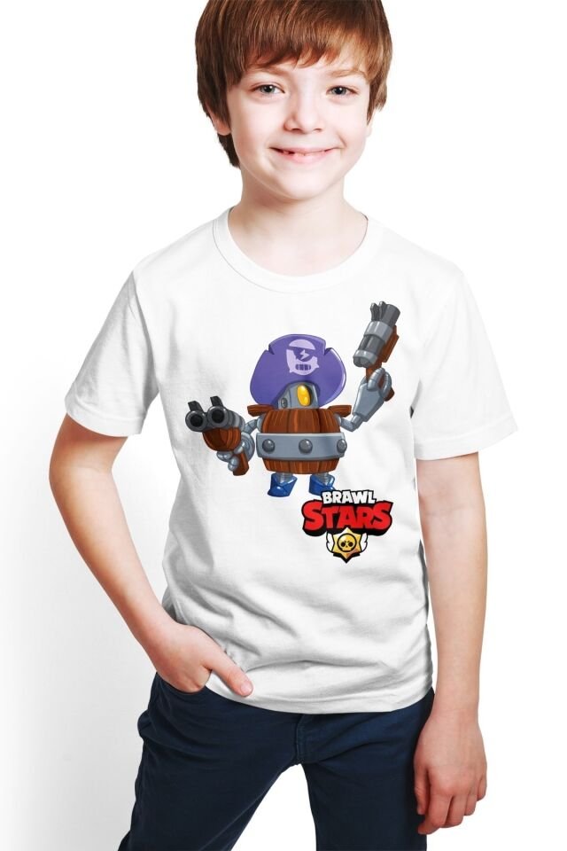 Brawl Stars - Darryl - Dijital Baskılı Beyaz Unisex T-shirt E-01