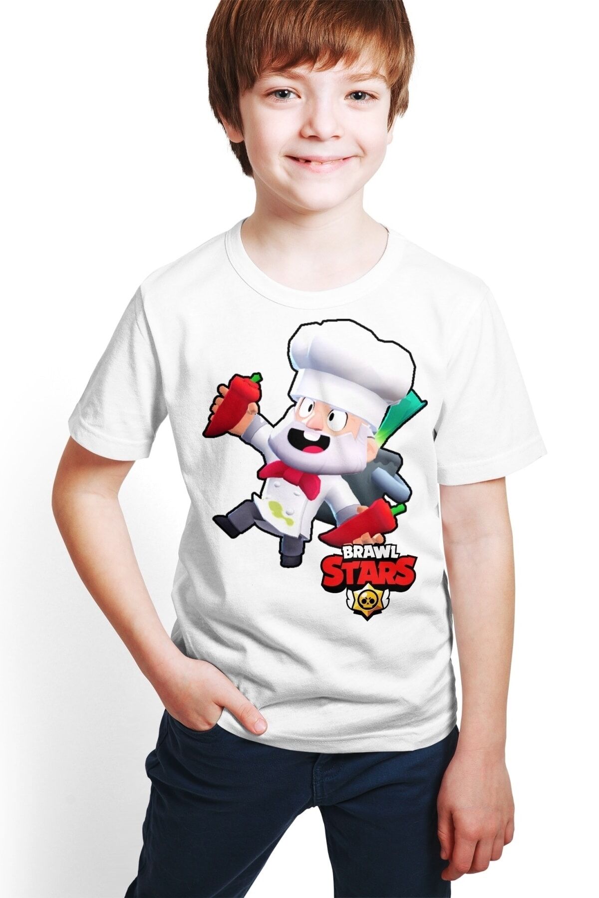 Çocuk Beyaz T-Shirt Brawl Stars - Dynamike - Dijital Baskılı