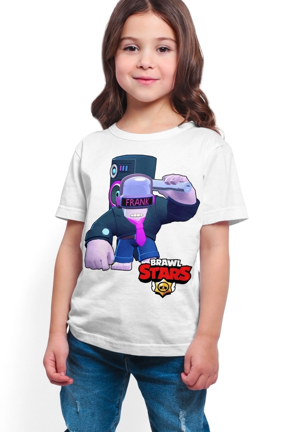 Brawl Stars - Frank - Dijital Baskılı Kız Çocuk Beyaz T-shirt K-04