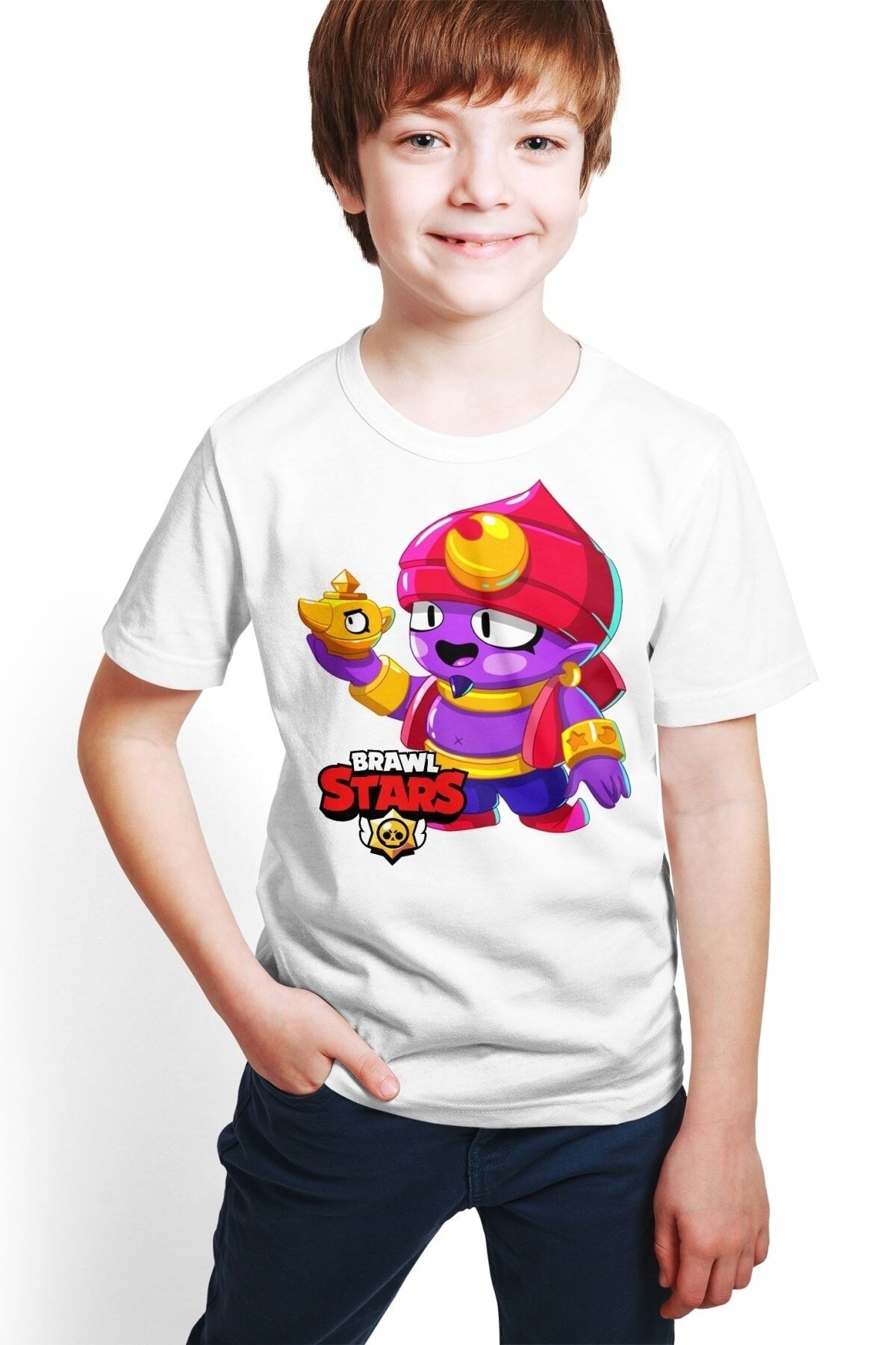 Brawl Stars - Gene - Dijital Baskılı Beyaz Unisex T-shirt E-01