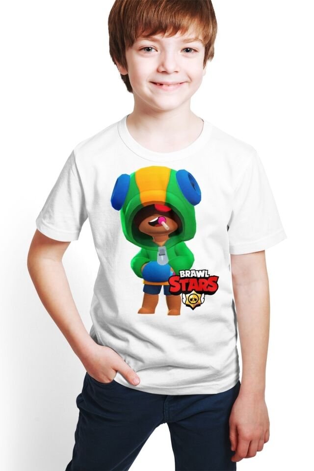 Brawl Stars - Leon - Dijital Baskılı Erkek Çocuk Beyaz  T-shirt E-03