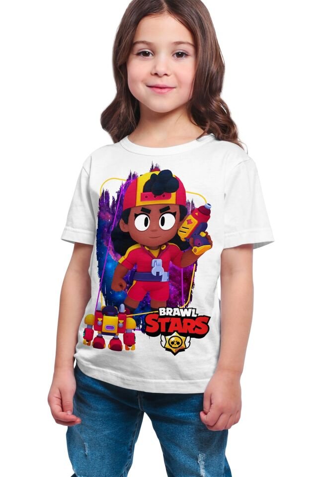Brawl Stars - Meg Karakteri Baskılı Beyaz Unisex T-shirt