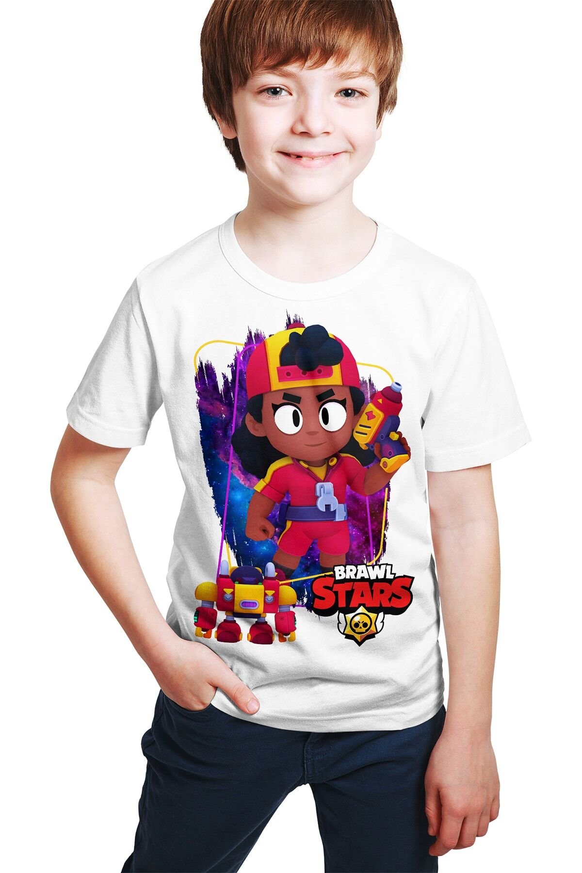Brawl Stars - Meg Karakteri Baskılı Beyaz Unisex T-shirt