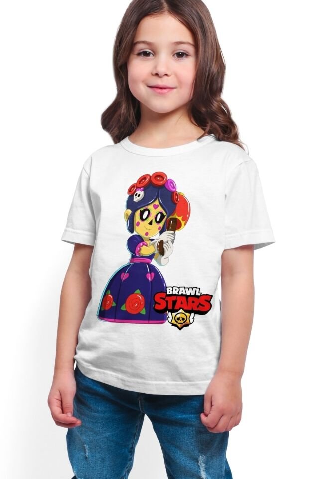 Brawl Stars - Piper - Dijital Baskılı Kız Çocuk Beyaz T-shirt K-02