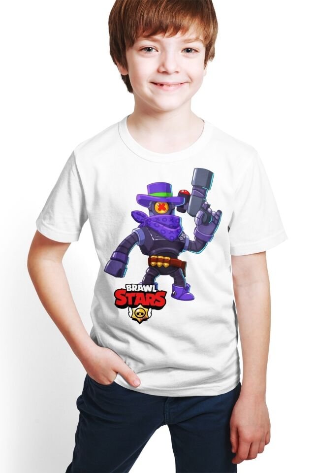 Erkek Çocuk Beyaz Dijital Baskılı T-shirt E-01