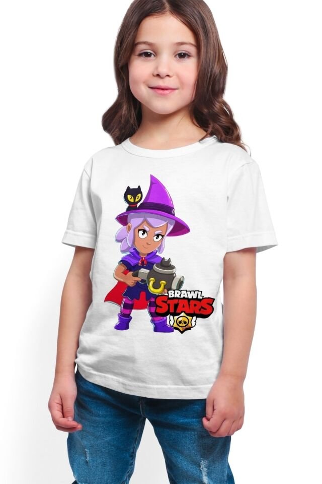 Brawl Stars - Shelly - Dijital Baskılı Beyaz Unisex T-shirt K-01
