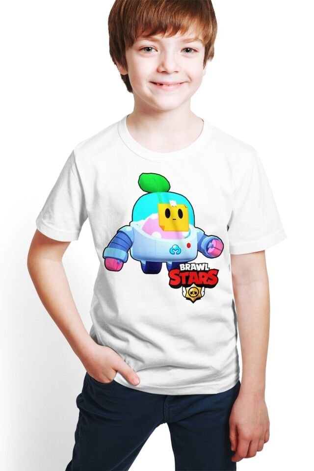 Brawl Stars - Sprout - Dijital Baskılı Erkek Çocuk Beyaz T-shirt E-02