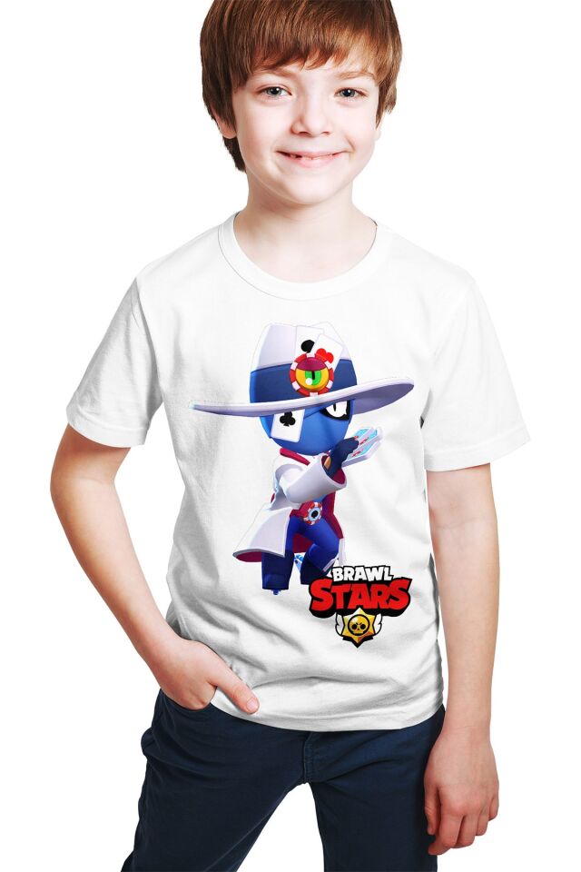Unisex    Beyaz Brawl Stars - Talih Düşmanı Tara Kostümü Baskılı T-Shirt
