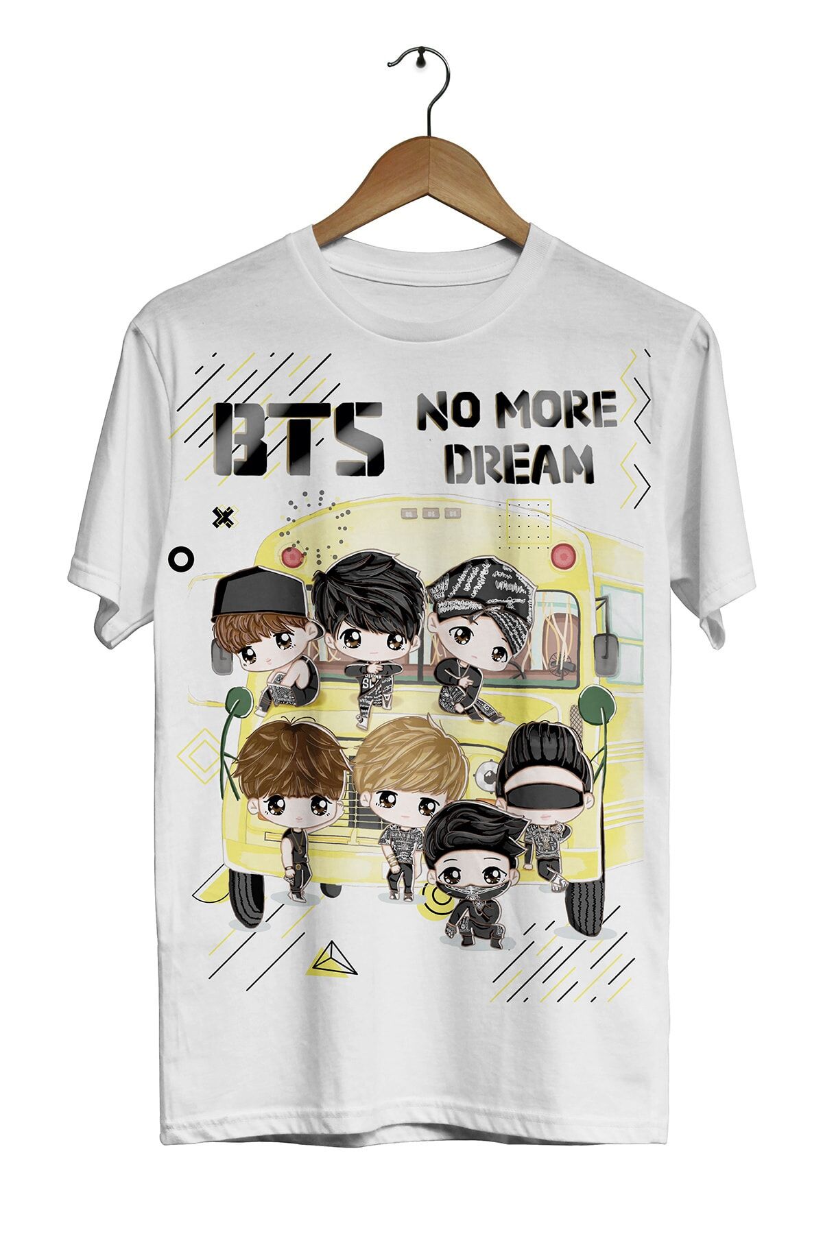 Bts Grubu -no More Dream- Dijital Baskılı Beyaz Unisex T-shirt