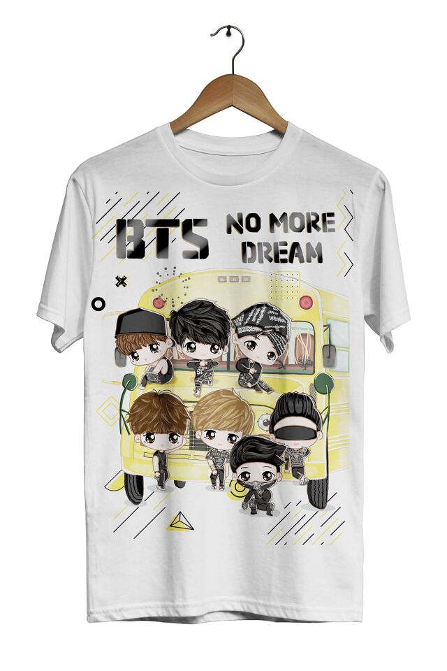 Bts Grubu -no More Dream- Dijital Baskılı Beyaz Unisex T-shirt