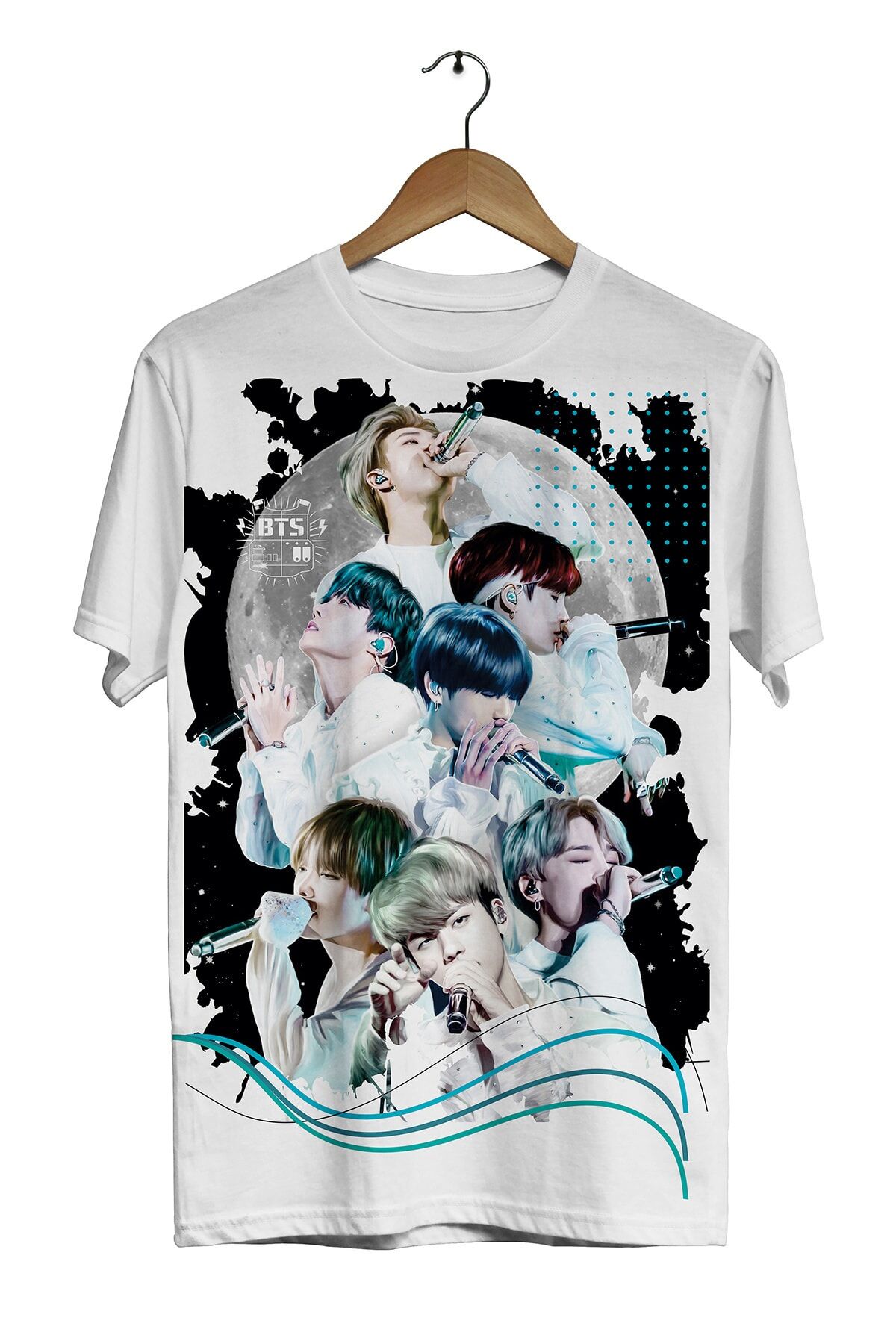 Bts Grubu -moon- Dijital Baskılı Beyaz Unisex T-shirt