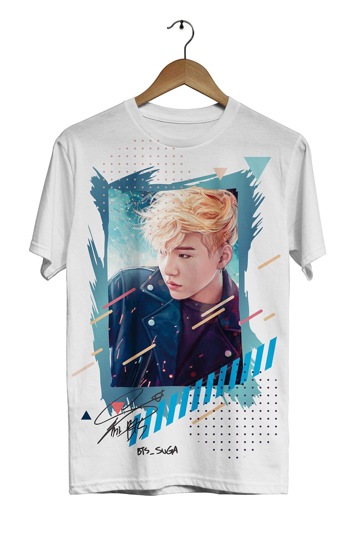Bts Grubu -suga Full- Dijital Baskılı Beyaz Unisex T-shirt