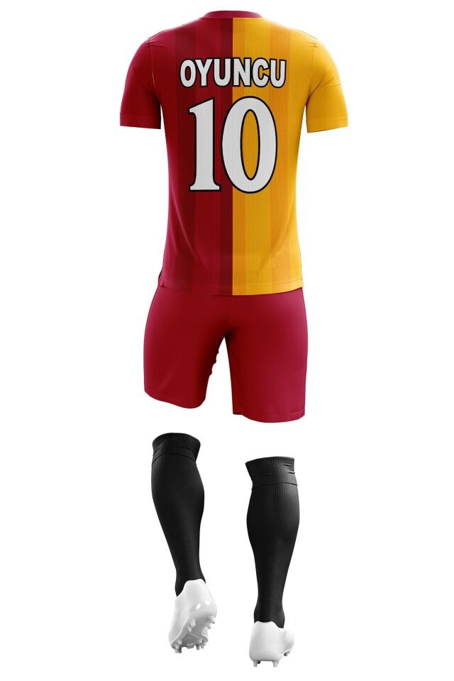 Futbol Forması Sarı & Kırmızı Model - Kişiye Özel Isim Ve Numara Yazılabilir Dijital Baskı Tasarım