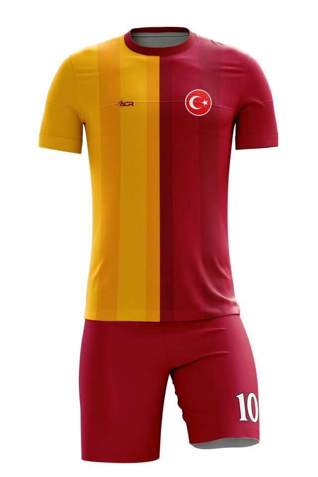 Futbol Forması Sarı & Kırmızı Model - Kişiye Özel Isim Ve Numara Yazılabilir Dijital Baskı Tasarım