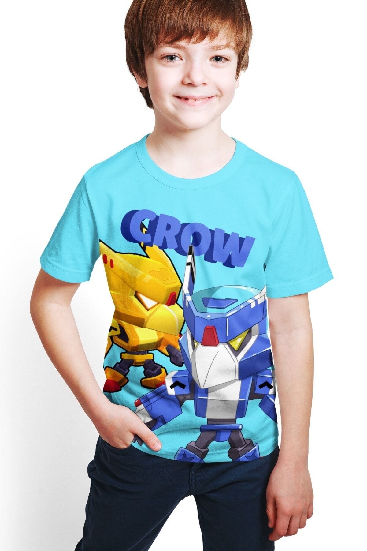 Brawl Stars - Crow - Erkek Çocuk Mavi Full Dijital Baskılı T-shirt