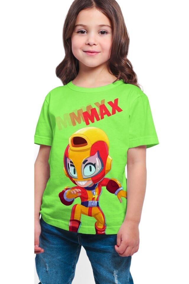 Brawl Stars - Max - Full Dijital Baskılı Unisex T-shirt Yeşil