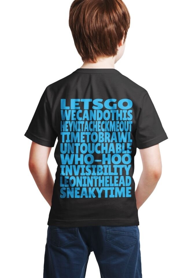 Brawl Stars - Shark Leon - Erkek Çocuk Siyah Full Dijital Baskılı  T-shirt