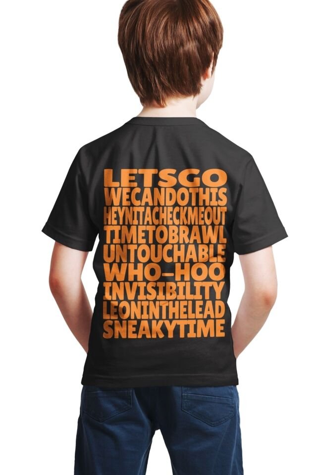 Erkek Çocuk Siyah Brawl Stars -Sally Leon - Full Dijital Baskılı T-shirt