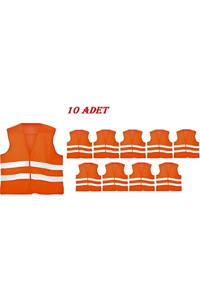 10'lu Reflektörlü Motosiklet Scooter Turuncu İkaz Yeleği – Gece Görünürlüğü Artırıcı Güvenlik Yeleği