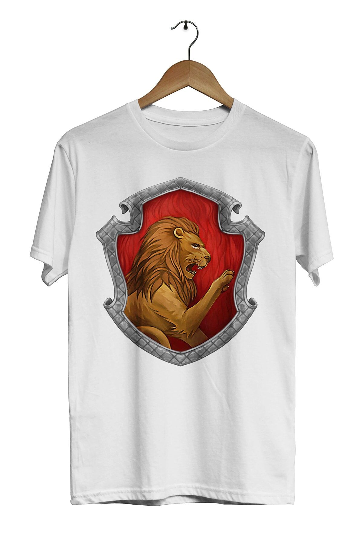 Unisex Beyaz Harry Potter Gryffindor Binası Baskılı Tişört