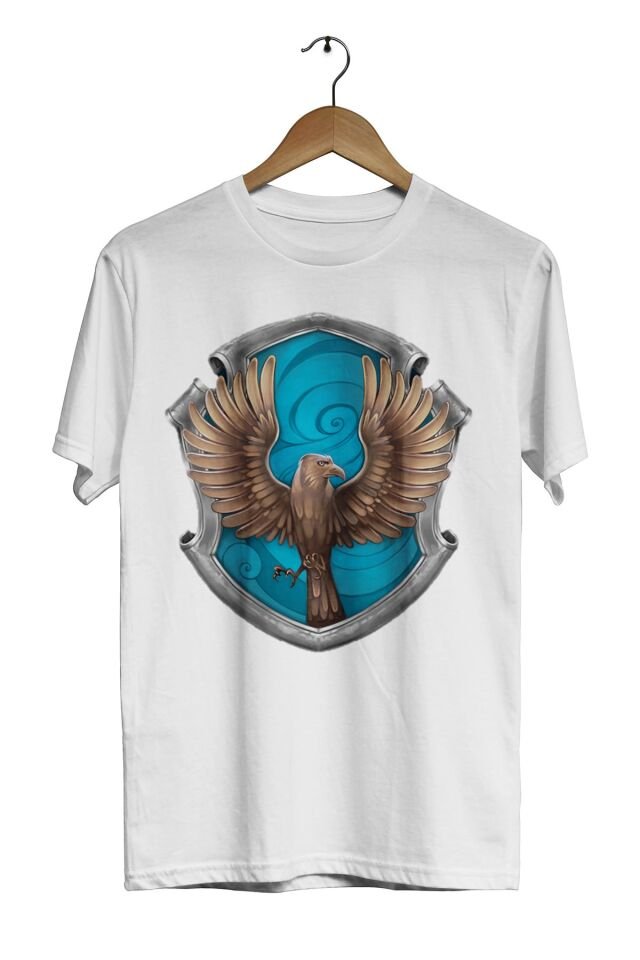 Unisex Beyaz Harry Potter Rawenclaw Binası Baskılı Tişört