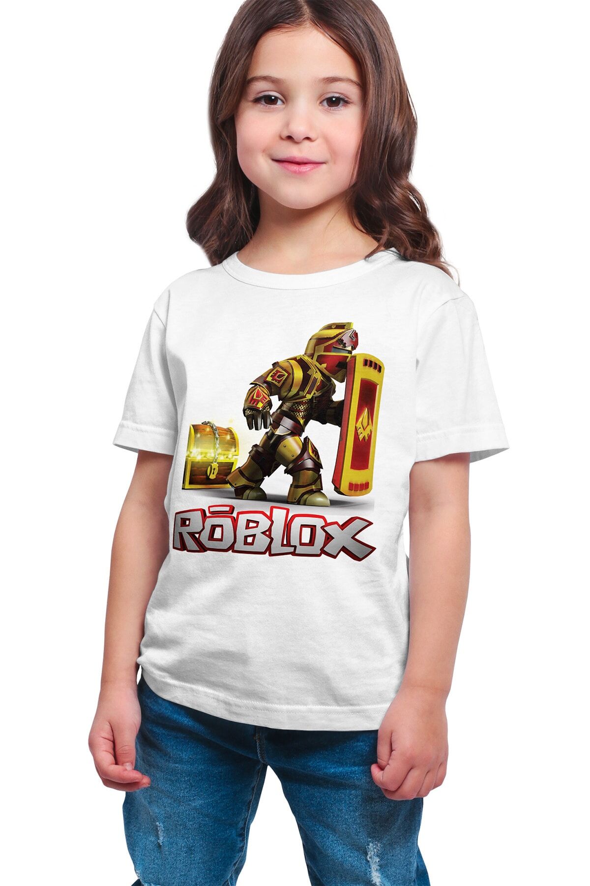 Roblox - Box Şövalye Baskılı Beyaz Unisex T-Shirt
