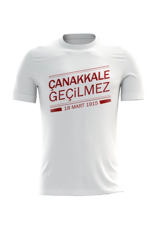 Unisex Beyaz Çanakkale Zaferi Temalı Tişört 03
