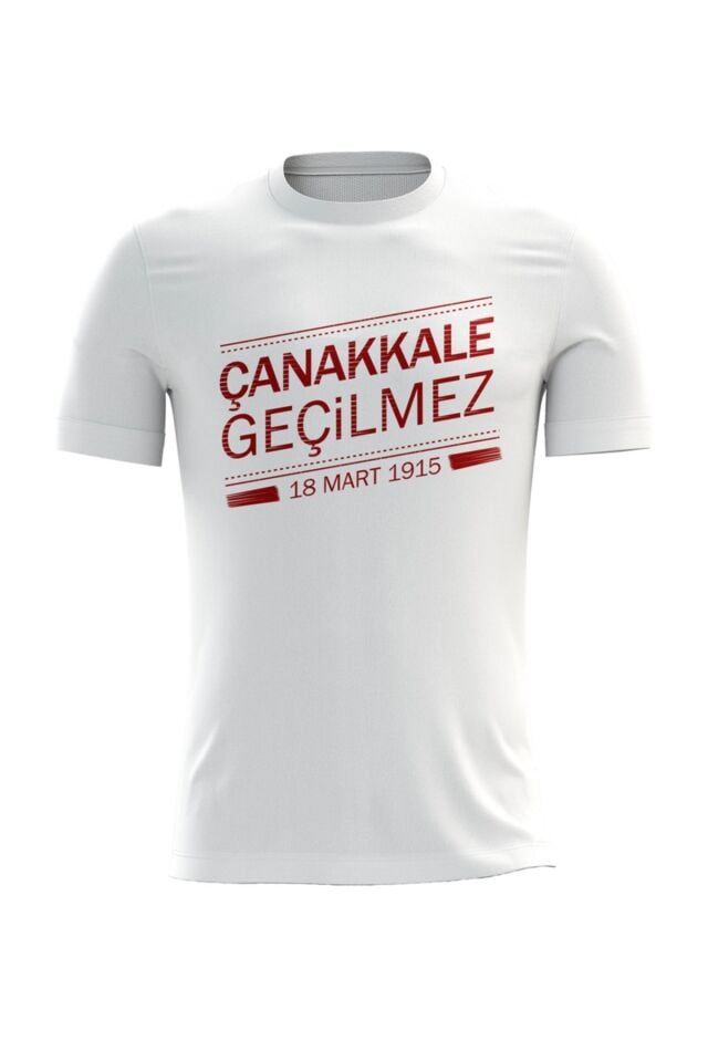 Unisex Beyaz Çanakkale Zaferi Temalı Tişört 03