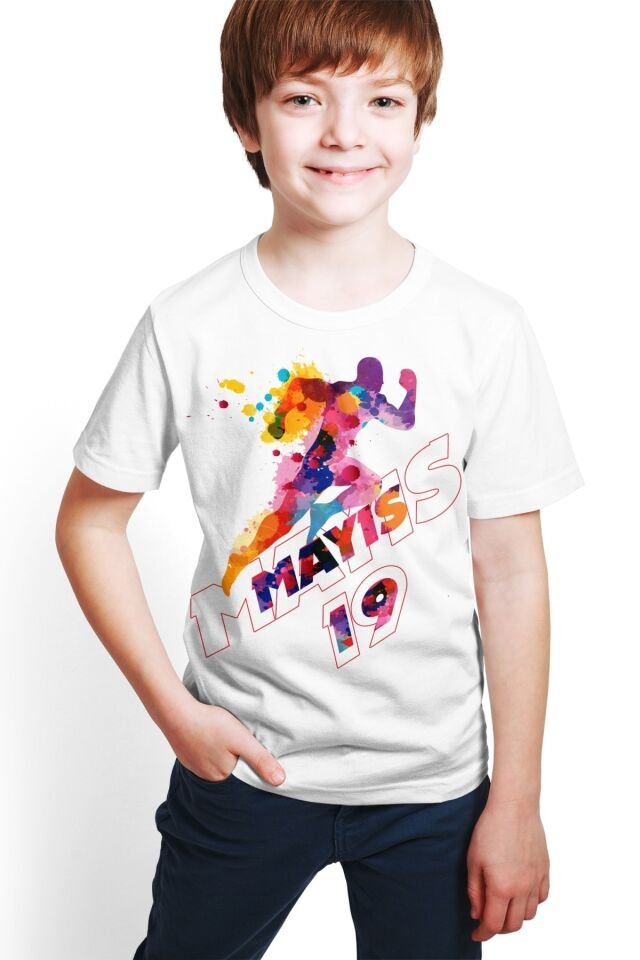 19 Mayıs Atatürk'ü Anma Gençlik Ve Spor Bayramı Temalı Beyaz Tişört - 01