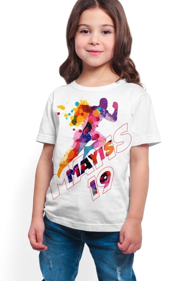 19 Mayıs Atatürk'ü Anma Gençlik Ve Spor Bayramı Temalı Beyaz Tişört - 01