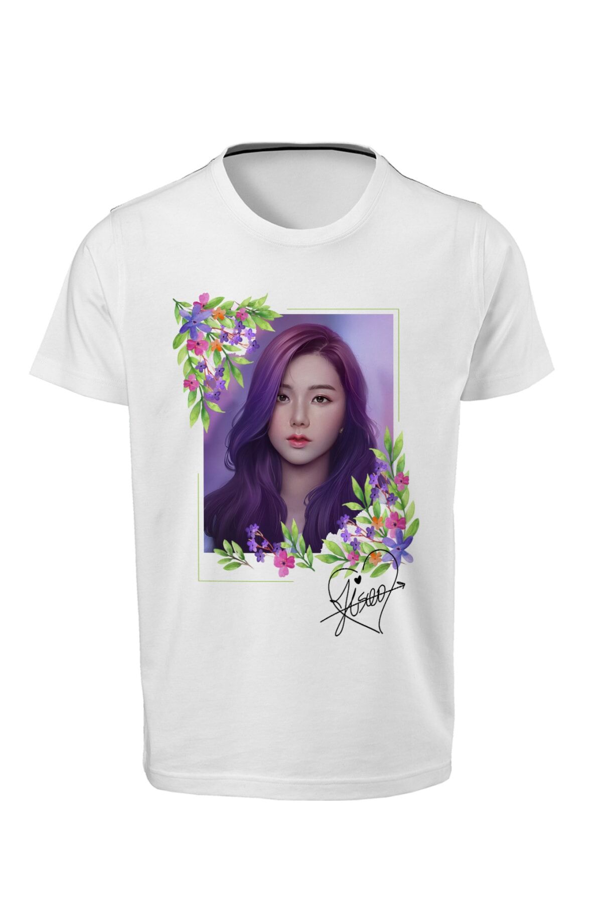 Blackpink - Ji-soo - Dijital Baskılı Beyaz Unisex Beyaz  T-shirt K-03