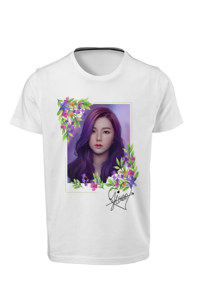 Blackpink - Ji-soo - Dijital Baskılı Beyaz Unisex Beyaz  T-shirt K-03