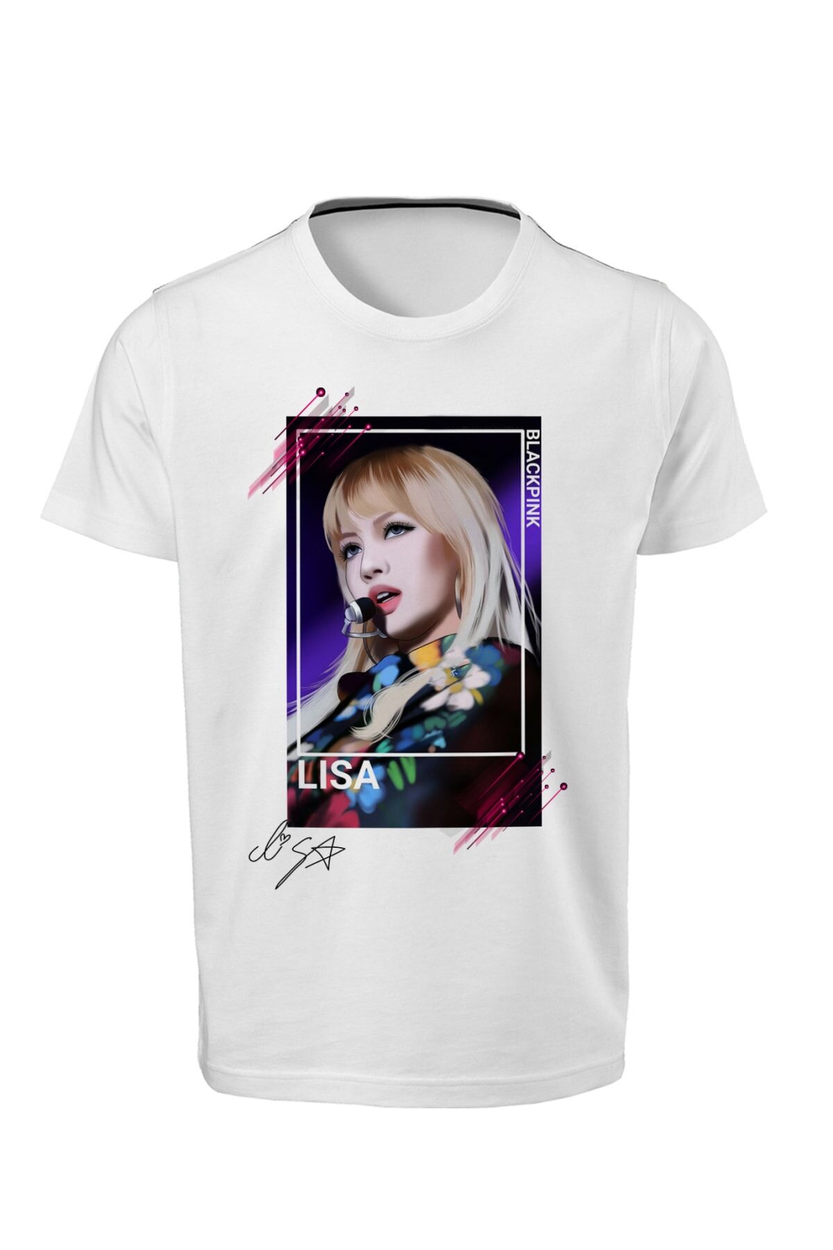 Blackpink - Lisa - Dijital Baskılı Unisex Çocuk Beyaz  T-shirt E-04