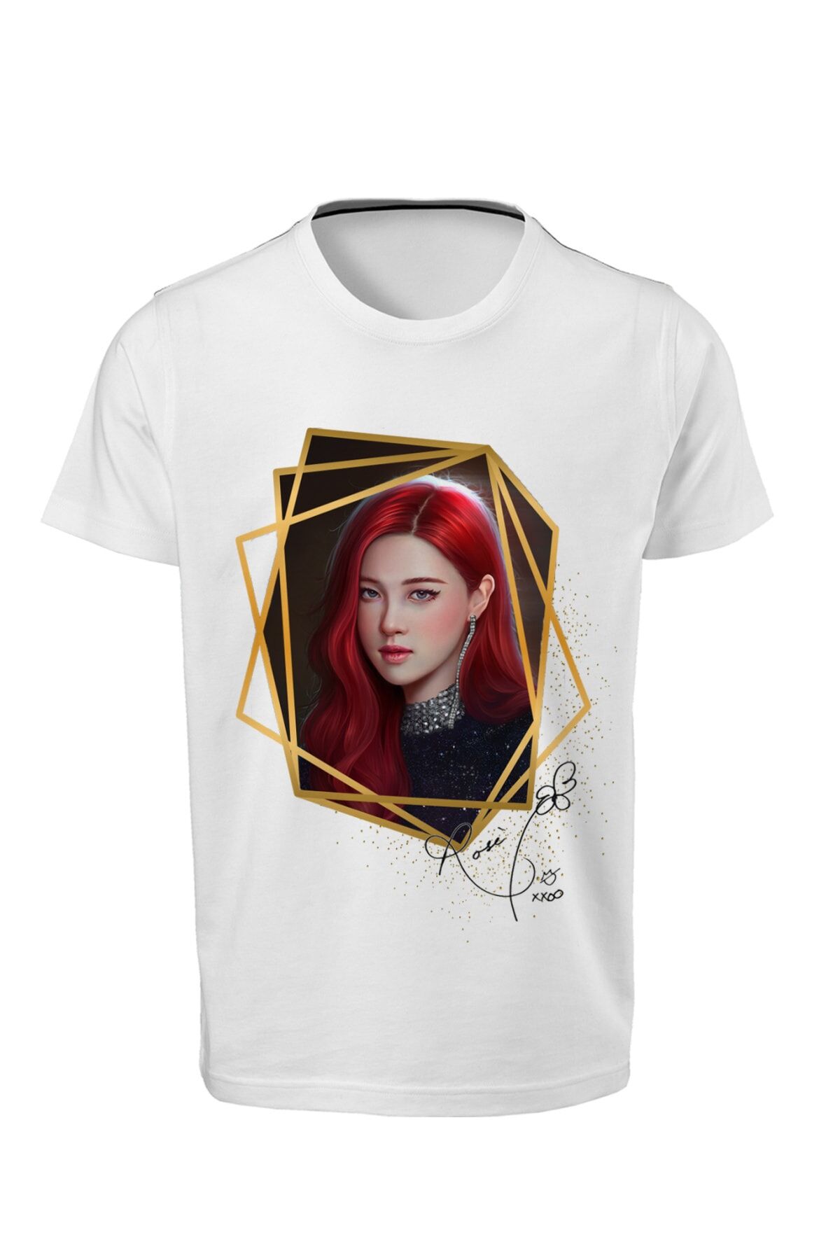 Blackpink - Rose - Dijital Baskılı Unisex Çocuk Beyaz T-shirt E-05