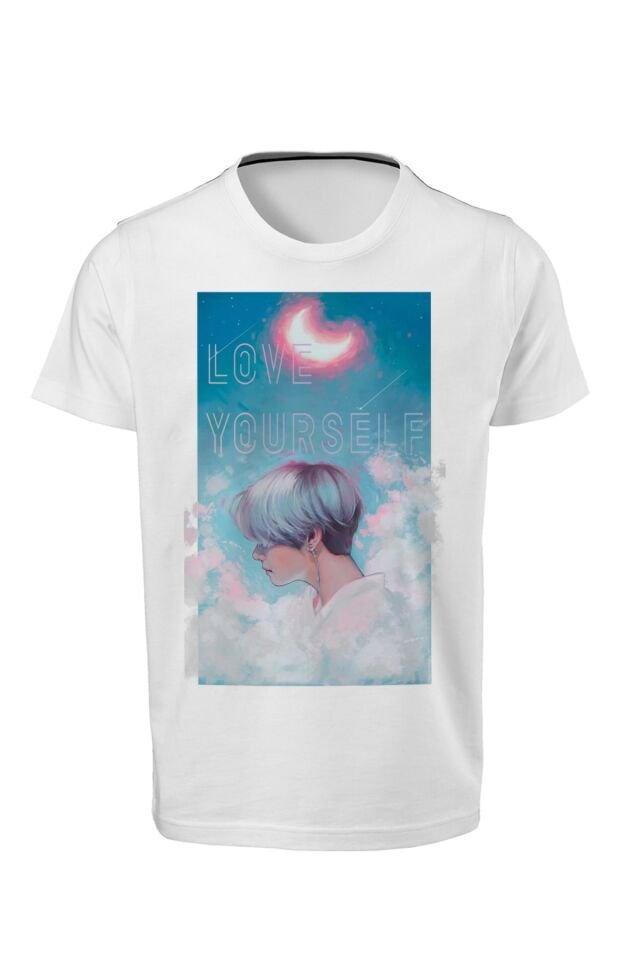 Bts - Jimin - Unisex Çocuk Beyaz Dijital Baskılı T-shirt E-03