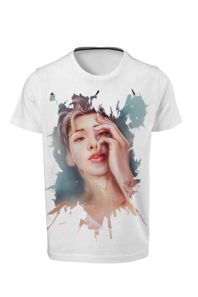 Bts - Rm -Unisex Çocuk Beyaz  Dijital Baskılı  T-shirt K-06