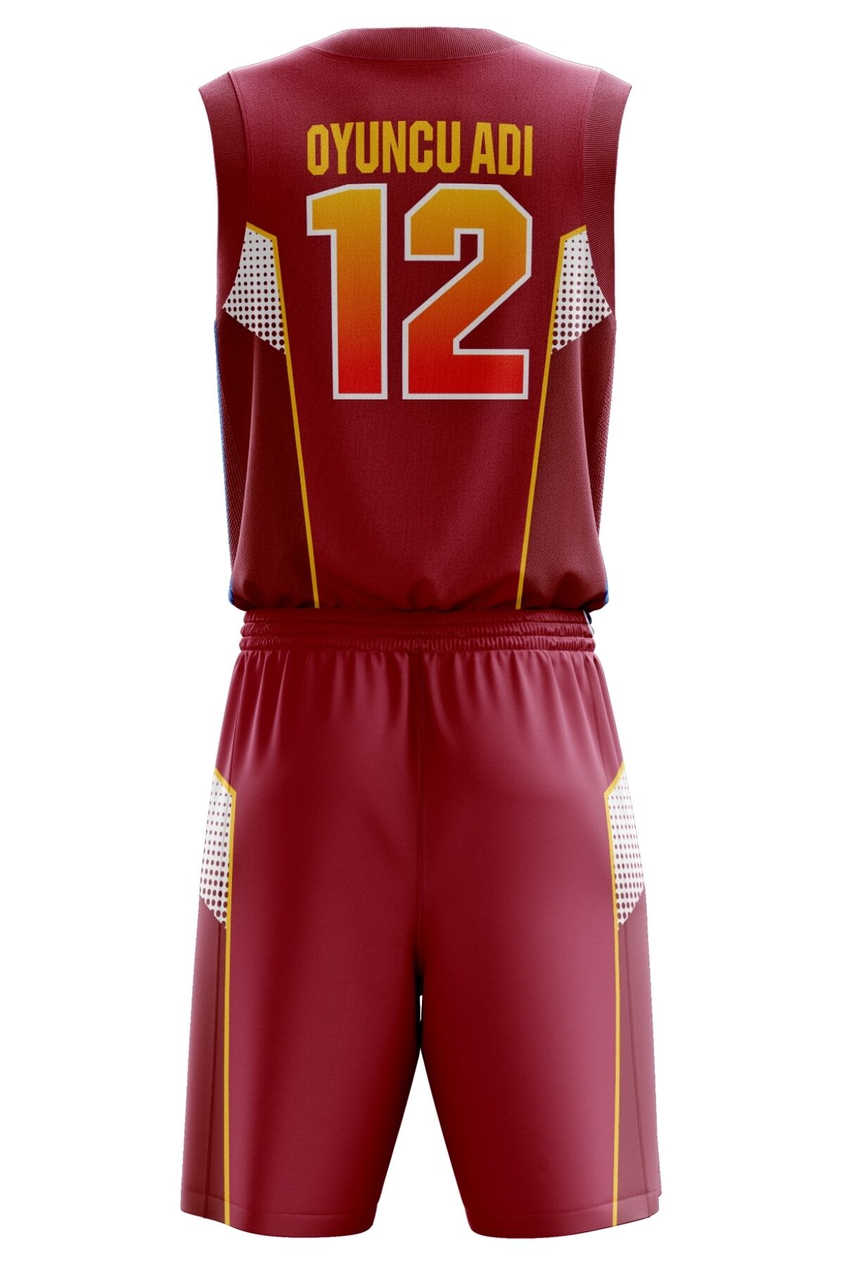 Basketbol Forması Petek Model Kişiye Özel Basketbol Forması Alt Üst Takım Hediyelik Forma Bordo - 3XL