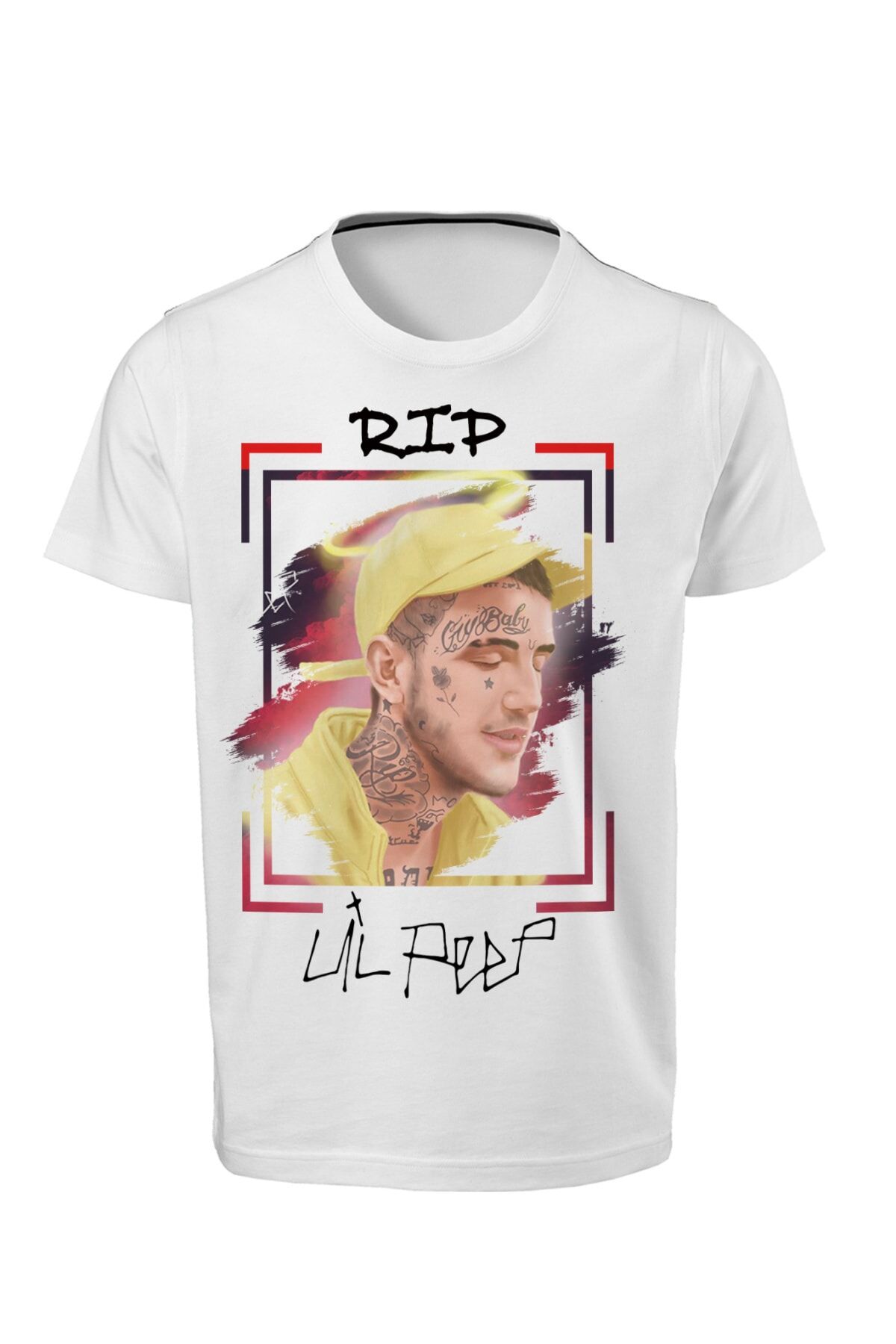 Hiphop - Lil Peep -Unisex Çocuk Beyaz Dijital Baskılı T-shirt K-02