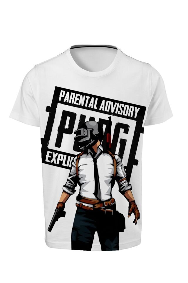 Pubg - Paec - Dijital Baskılı Beyaz Unisex T-shirt K-01