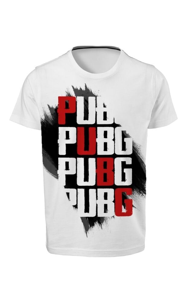 Pubg Dijital Baskılı Siyah Beyaz Unisex T-shirt E-03